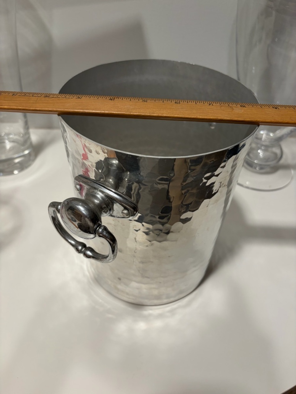 William Sonoma Hammered Metal Ice Bucket with Ring Handles - made in France - Picture 9 of 9